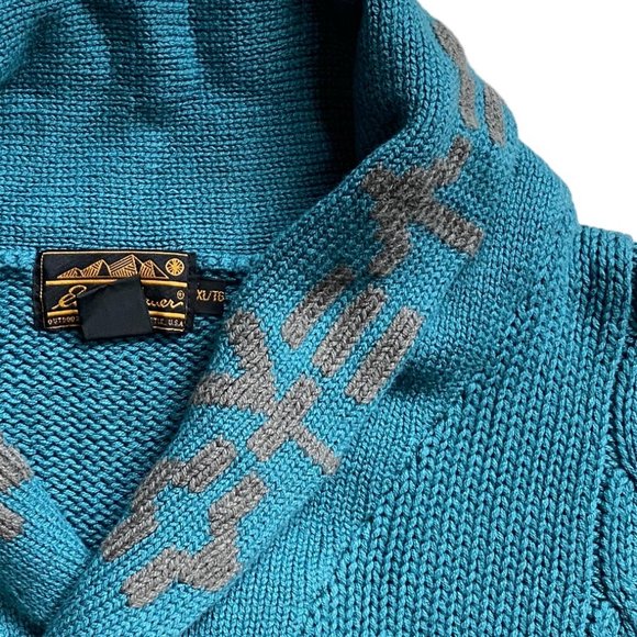 Vintage Eddie Bauer Shawl Neck Grandpa Sweater Old Money Cable Knit Fisherman-XL - Picture 2 of 11